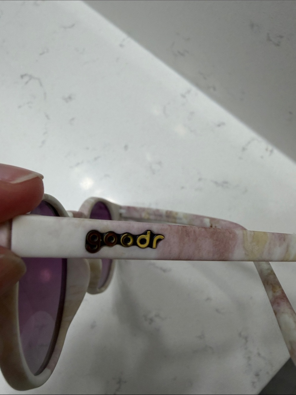 goodr Marble-Print Round Sunglasses with Purple Lenses - Picture 2 of 3